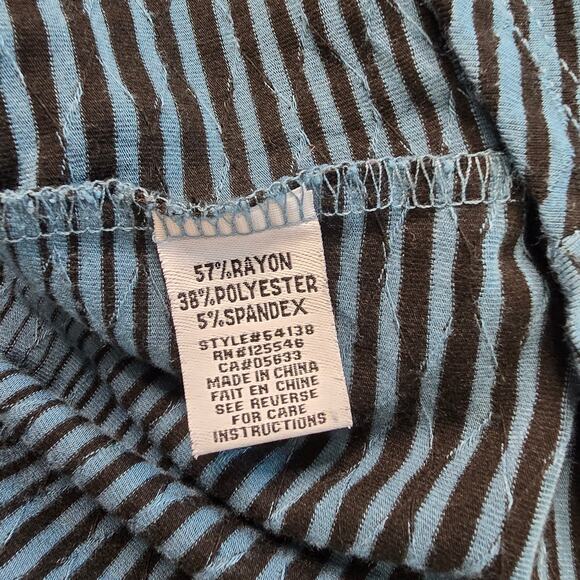 Habitat Teal Black Striped Button Cowl Neck Stretch Top Womens Small Long Sleeve - Picture 7 of 9